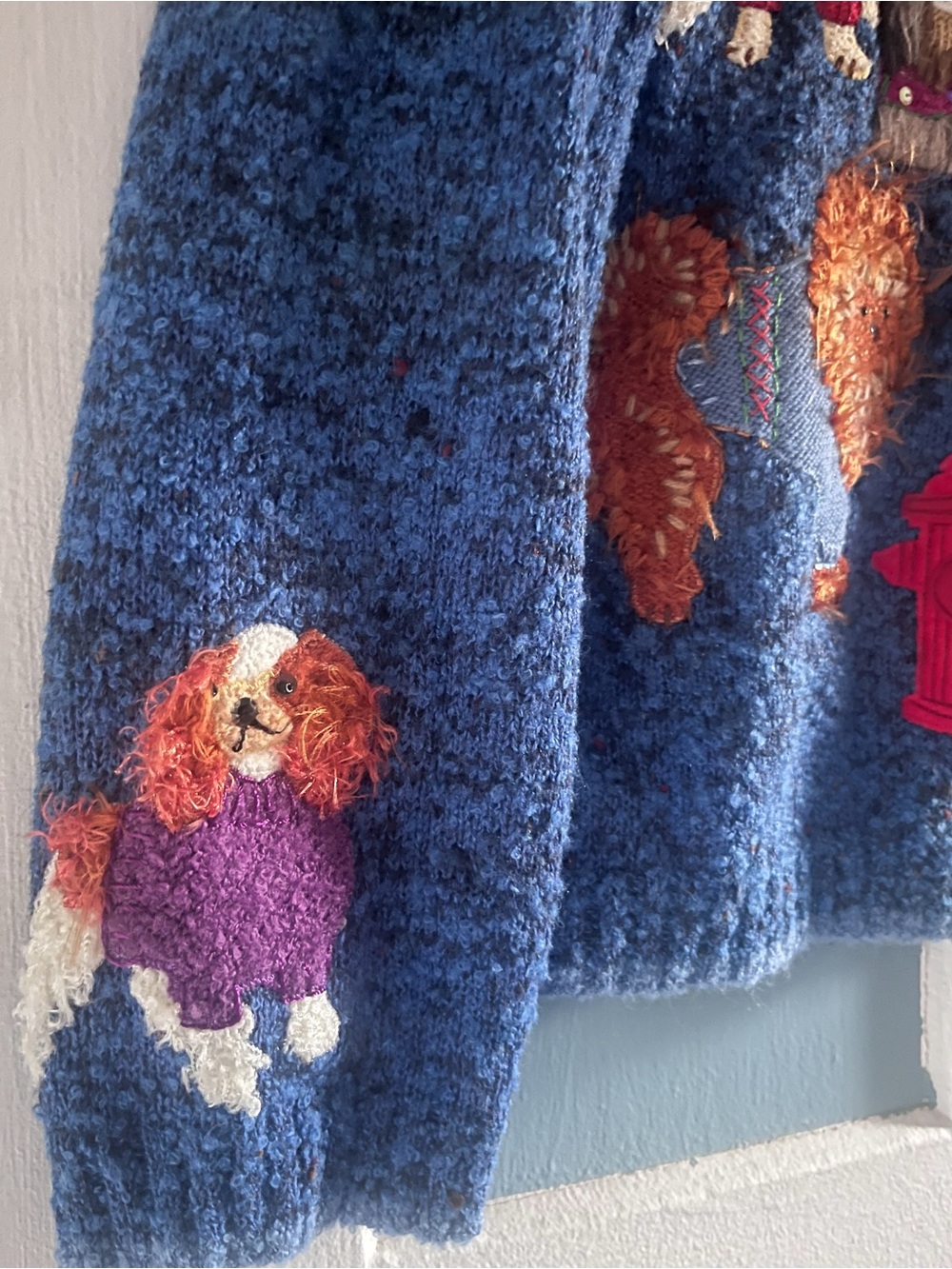 Design Options By Philip and Jane Gordon Blue Knit Dog Vintage Cardigan - Picture 4 of 12